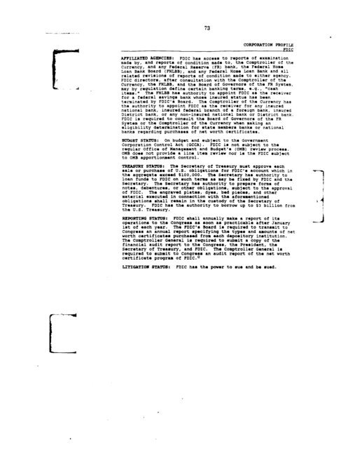 Profiles of Existing Government Corporations - US Government ...