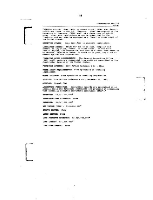 Profiles of Existing Government Corporations - US Government ...