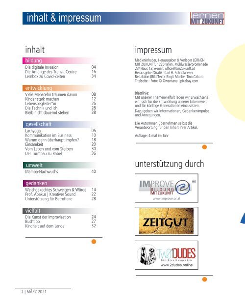 LERNEN MIT ZUKUNFT MÄRZ 2021