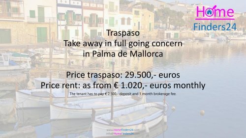 For traspaso this take-away restaurant in Palma de Mallorca. (LOC0047)
