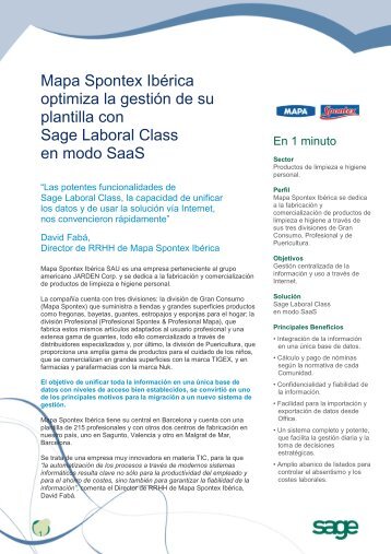 Mapa Spontex Ibérica optimiza la gestión de su plantilla con Sage ...