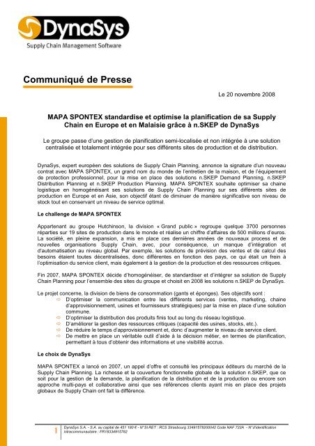 N° SI RET : RCS Strasbourg 33491578200042 Code NAF 722A - CXP