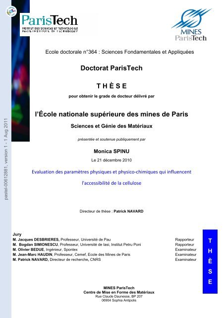 Evaluation des paramètres physiques et physico-chimiques qui ...