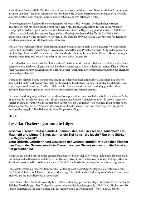 Zahltag, Junker Joschka von Jutta Ditfurth