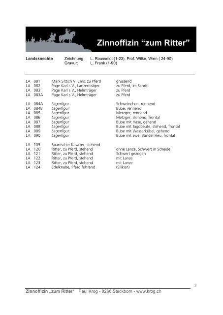 Zinnoffizin „zum Ritter“ Paul Krog 8266 Steckborn www.krog.ch