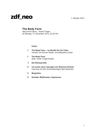The Body Farm - nur ONLINE - Mark Benecke