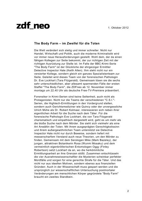 The Body Farm - nur ONLINE - Mark Benecke