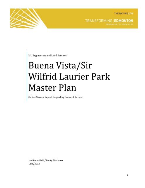 Buena Vista Sir Wilfrid Laurier Park Master Plan Online Survey