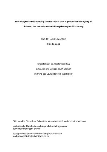 Eine integrierte Betrachtung zur Haushalts - Gemeinde Wachtberg