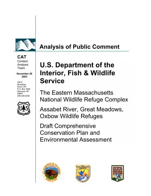 Assabet River NWR Final CCP - U.S. Fish and Wildlife Service