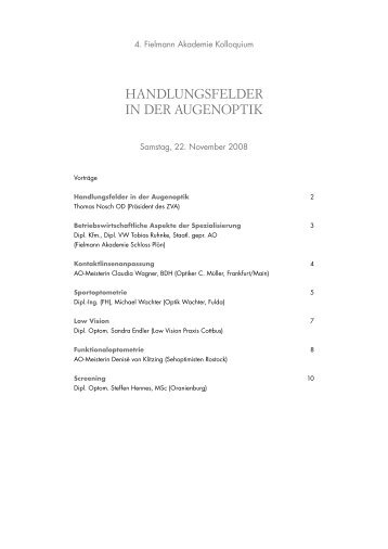HANDLUNGSFELDER IN DER AUGENOPTIK - Fielmann Akademie ...