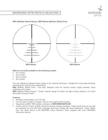 SWAROVSKI OPTIK RETICLE SELECTION - SportOptics