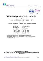 Specific Absorption Rate (SAR) Test Report - Filka Mobile