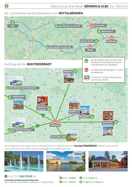 Karte zur K&N-Reise MUSIK- & KULTUR-URLAUB IN MITTELBÖHMEN