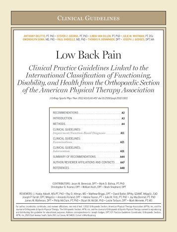 Low Back Pain - JOSPT