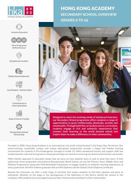 HKA Secondary School Overview 2021