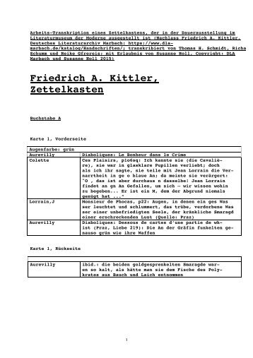 Friedrich Kittlers Zettelkasten u.a. zu "Mondfarben"