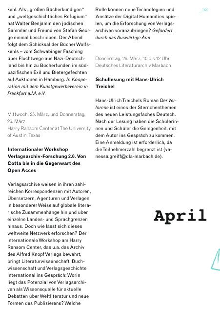Deutsches Literaturarchiv Marbach Programmheft 1/2020