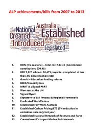 ALP ACHIEVEMENTS AND BILLS from 2007 to 2013