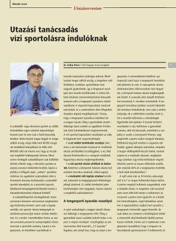 Utazásorvostan Utazási tanácsadás vízi sportolásra ... - SOS Hungary