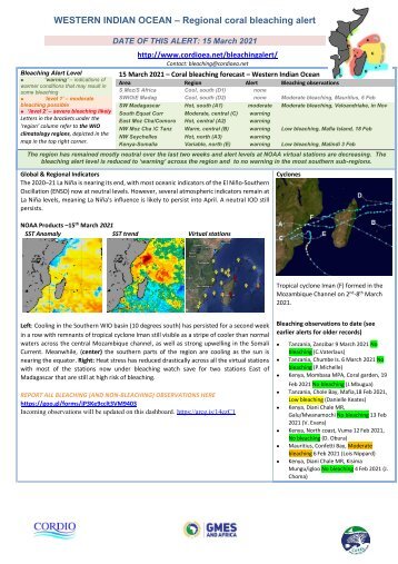 WIO bleaching alert-21-03-15