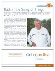 Back in the Swing of Things - OrthoCarolina