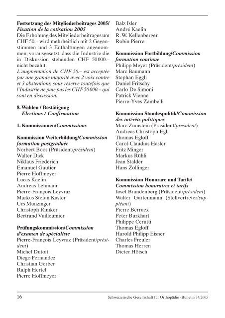 Bulletin 74 - Schweizerische Gesellschaft für Orthopädie und ...