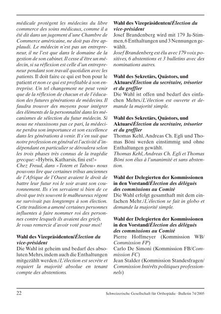 Bulletin 74 - Schweizerische Gesellschaft für Orthopädie und ...