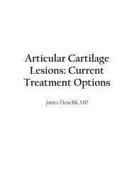 Articular Cartilage Lesions: Current Treatment Options - OrthoCarolina