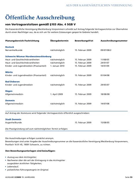 Ärzteblatt Februar 2009 - Ärztekammer Mecklenburg-Vorpommern