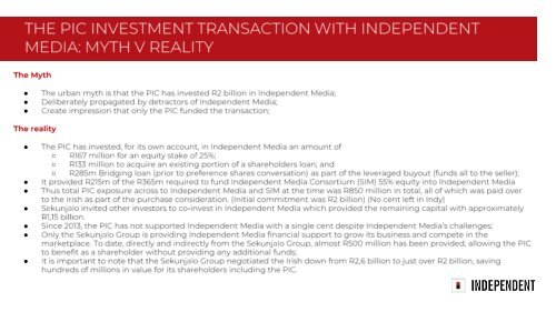 Independent Media Presentation to Parliament Standing Committee on Finance