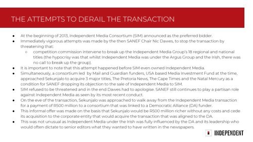 Independent Media Presentation to Parliament Standing Committee on Finance