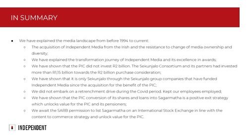 Independent Media Presentation to Parliament Standing Committee on Finance