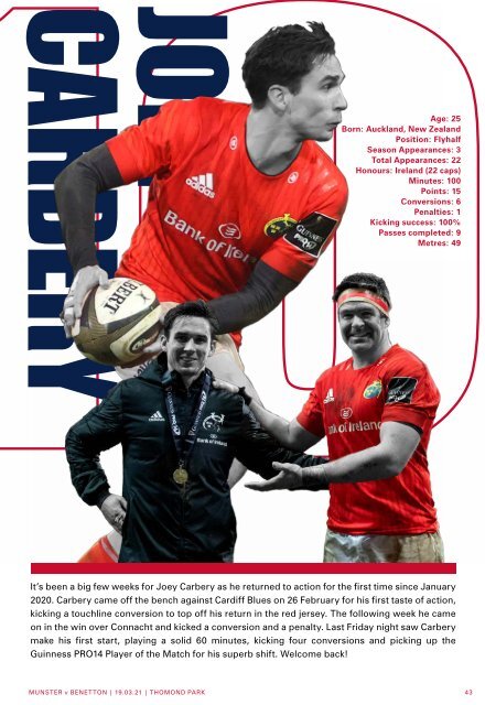 Munster Rugby v Benetton Rugby Match Programme