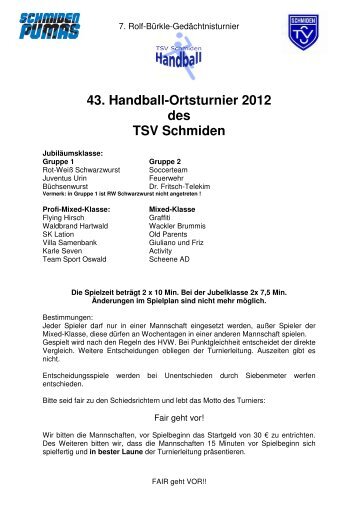 43. Handball-Ortsturnier 2012 des TSV Schmiden