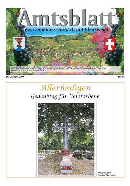 Tourist-Information/Verkehrsverein Durbach in der Zeit vom 30 ...