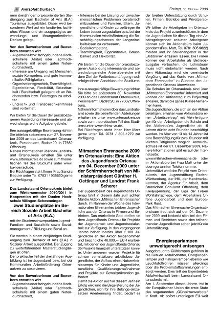 Tourist-Information/Verkehrsverein Durbach in der Zeit vom 30 ...