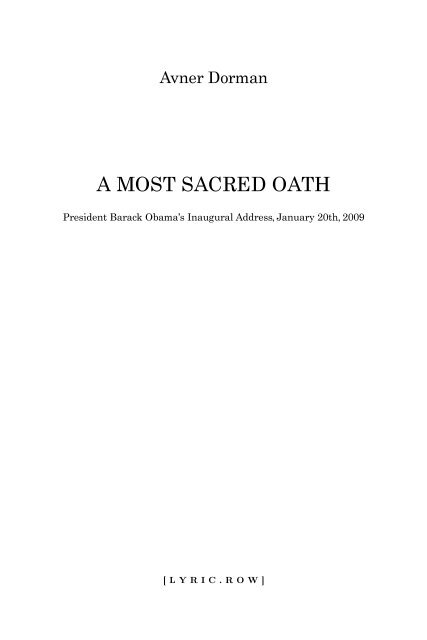 Full score - A MOST SACRED OATH