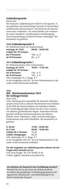 Schwanewede - Volkshochschule Osterholz-Scharmbeck ...