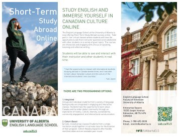 UAlberta English Language School Short-Term Study Abroad Brochure 2021