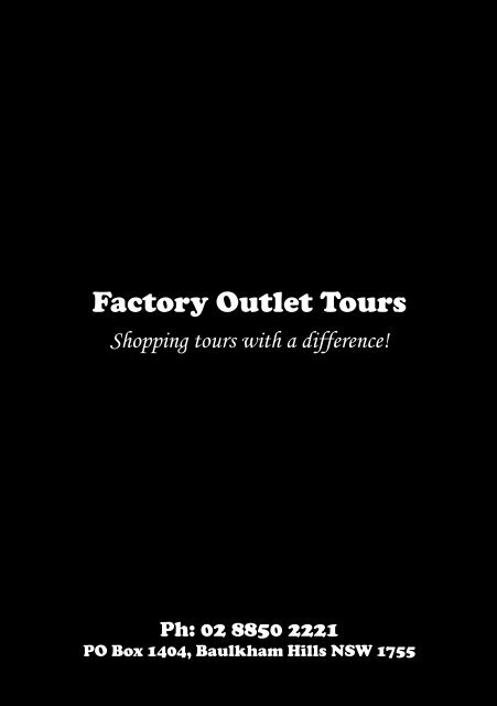 OUTLET FACTORY - Factory Outlet Shopping Tours in Sydney
