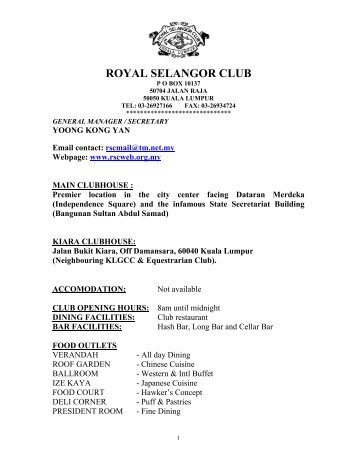 ROYAL SELANGOR CLUB - Melbourne Cricket Club