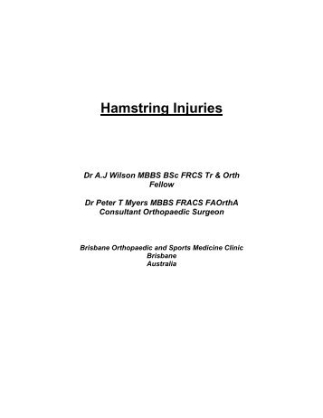 Hamstring Injuries Dr AJ Wilson MBBS BSc FRCS Tr ... - ISAKOS