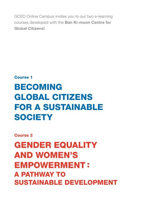 Ban Ki-moon Centre and APCEIU Online Courses: Gender Equality and Global Citizenship