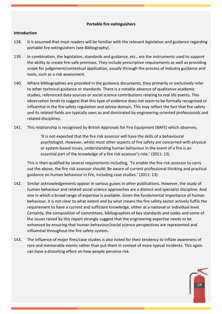 An evaluation of the role of fire extinguishers