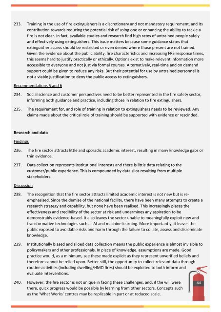 An evaluation of the role of fire extinguishers