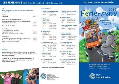 Ferienpass - Stadt Gelsenkirchen, Referat Erziehung und Bildung