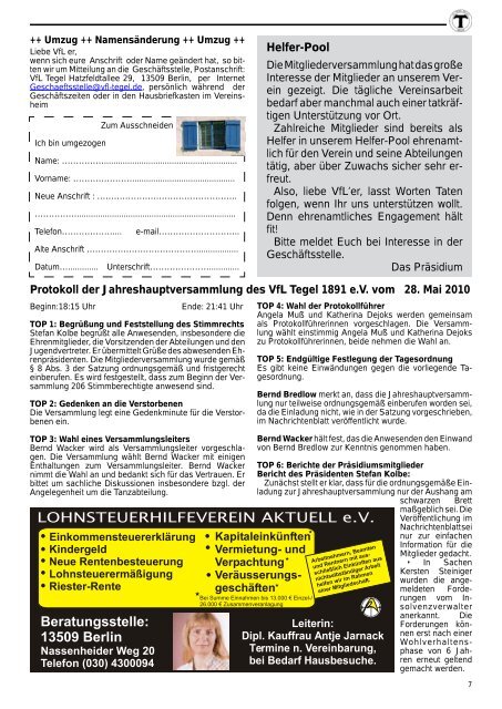 Ausgabe 7+8/2010 - VfL-Tegel 1891 e.V.