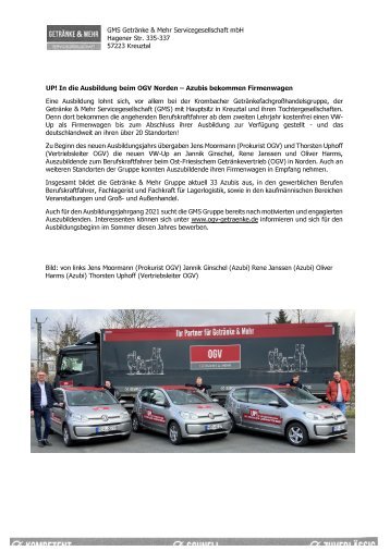 OGV | Azubis erhalten Firmenwagen