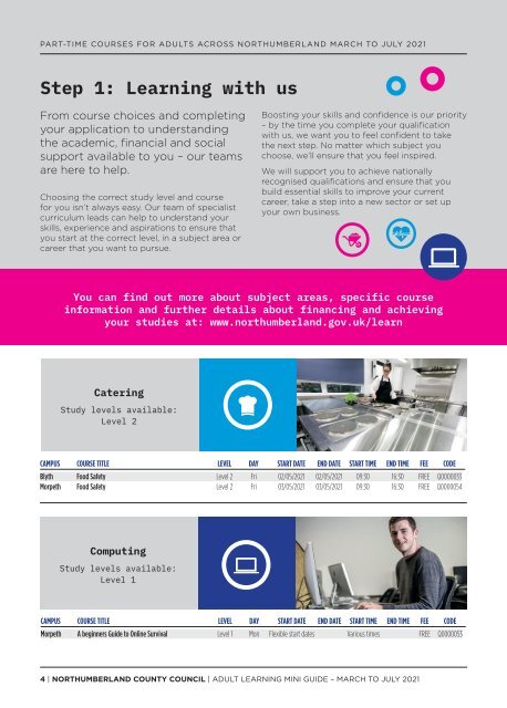 Adult learning part time courses - April to July 2021
